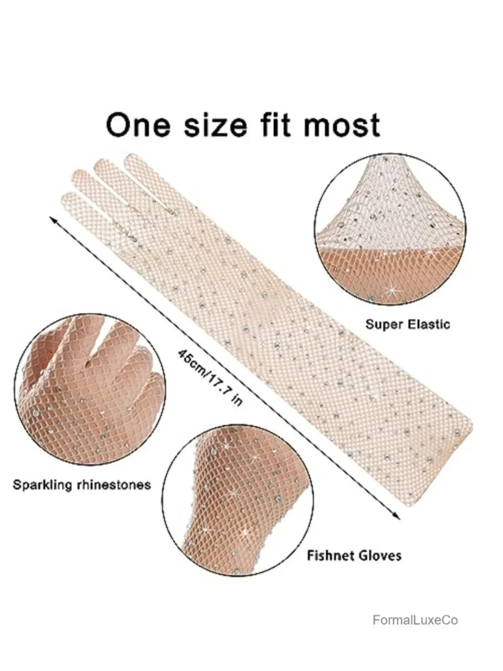 Women Rhinestone Fishnet Gloves Long Mesh Sparkly Opera Party Glitter Sheer